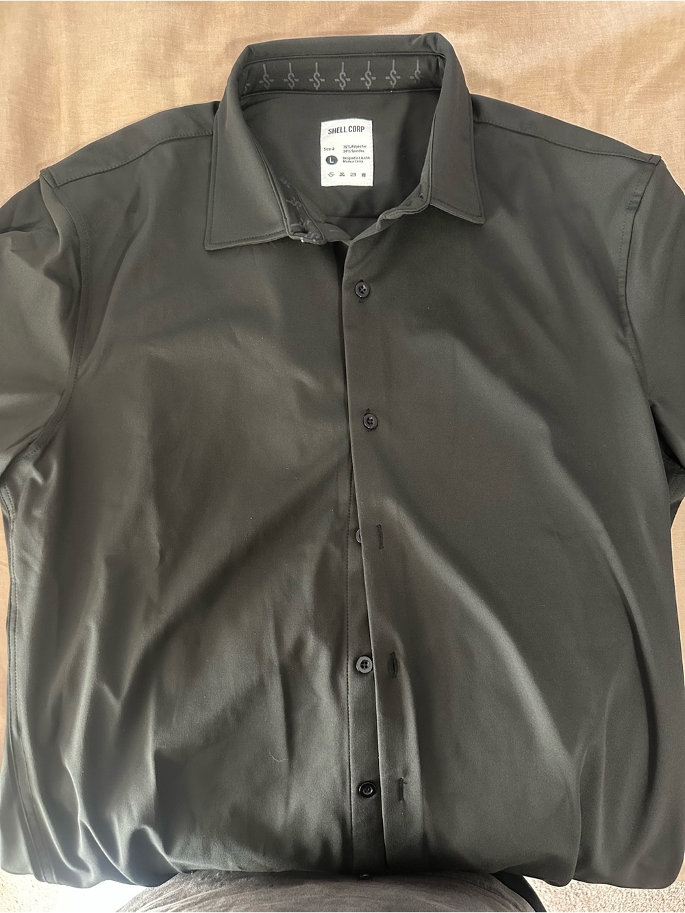 Shell Corp Men's Black Button-Up Dress Shirt